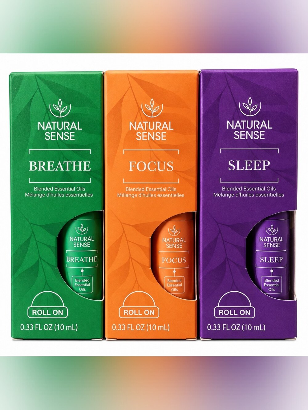 NATURAL SENSE Blended Essential Oil Roll On Collection Breath, Focus & Sleep